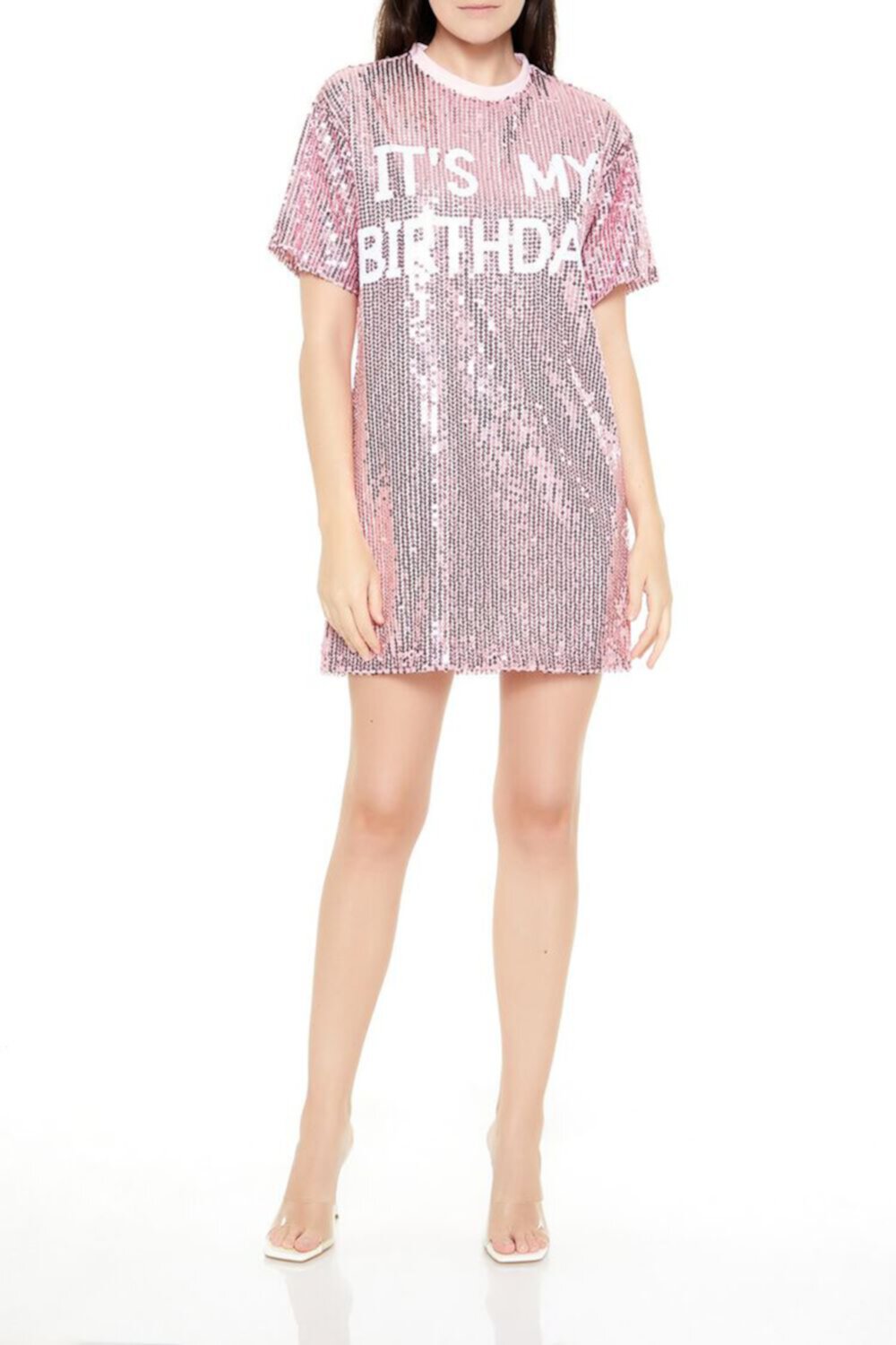 Женское Платье футболка FOREVER21 Sequin It's My Birthday FOREVER21