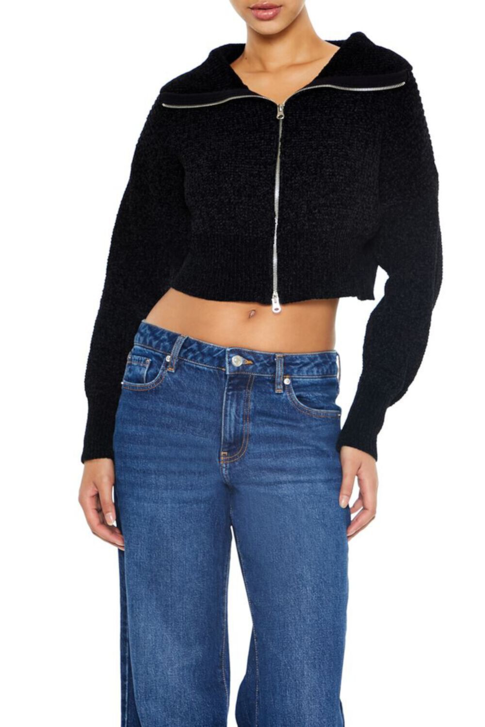 Женский Свитер FOREVER21 Cropped Zip-Up FOREVER21