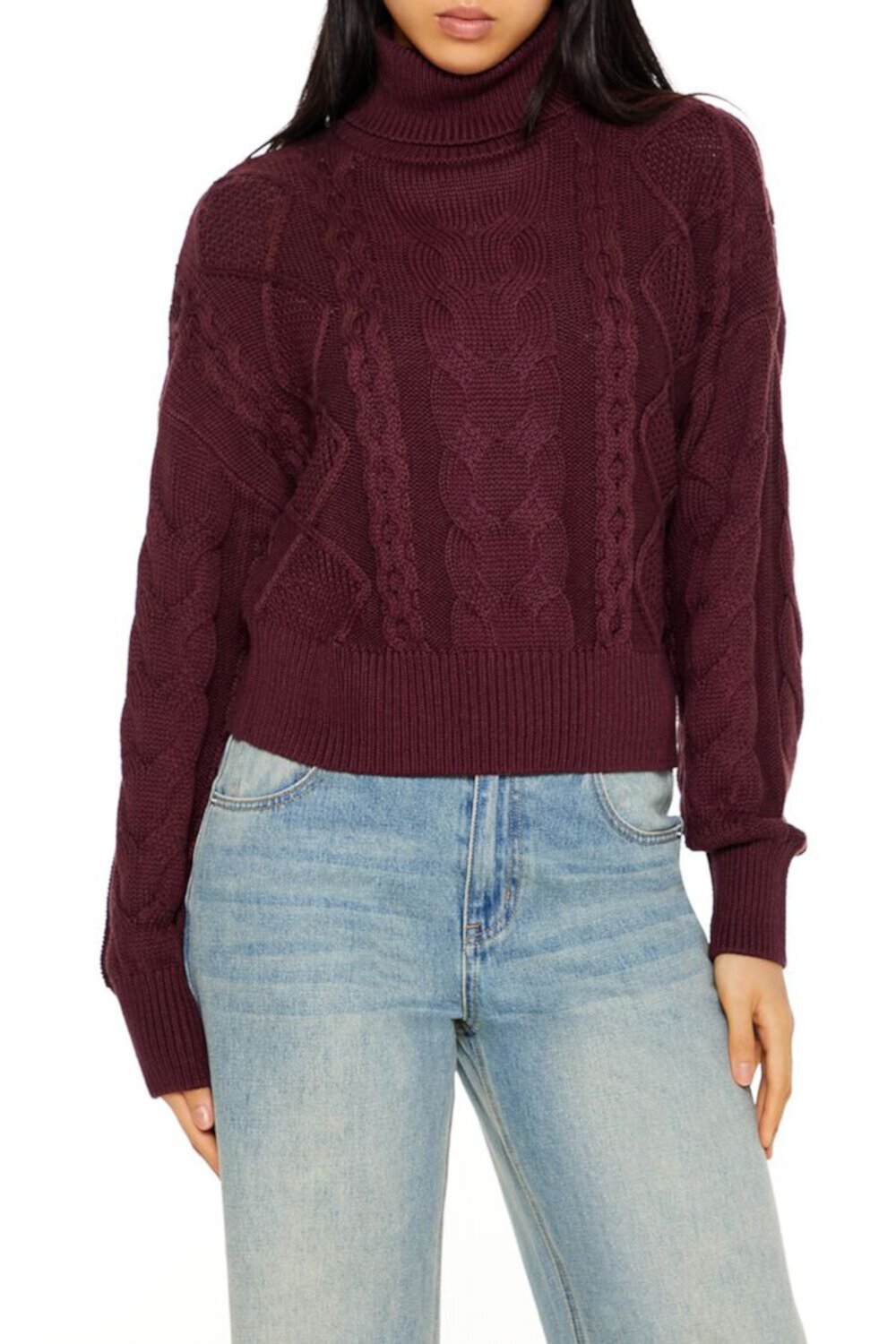 Женская Водолазка FOREVER21 Cable Knit Turtleneck Sweater FOREVER21