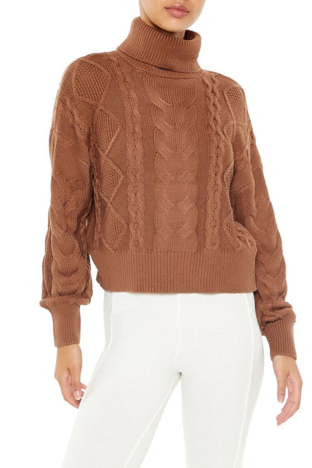 Женская Водолазка FOREVER21 Cable Knit Turtleneck Sweater FOREVER21