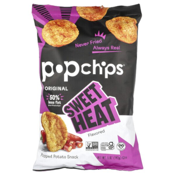 Оригинальные чипсы Sweet Heat 142 г, 50% меньше жира, без глютена, веганские Popchips