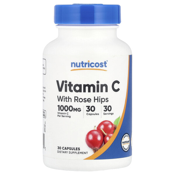 Vitamin C With Rose Hips, 30 Capsules (Капсулы) Nutricost