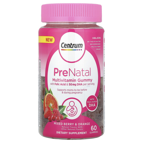 PreNatal Multivitamin Gummy, Mixed Berry & Orange, 60 Gummies (Жевательные конфеты) Centrum