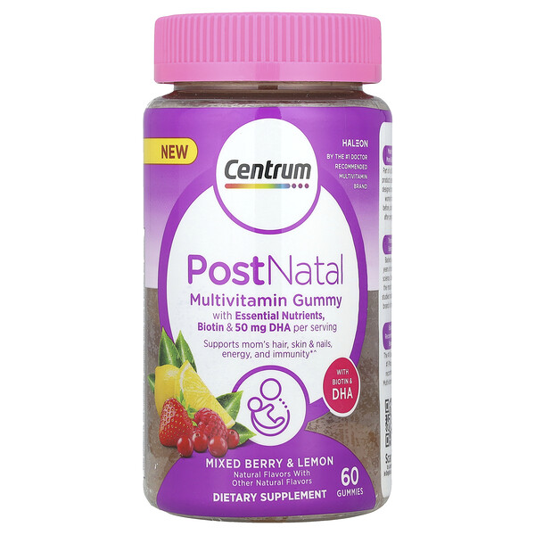 PostNatal Multivitamin Gummy, Mixed Berry & Lemon, 60 Gummies Centrum