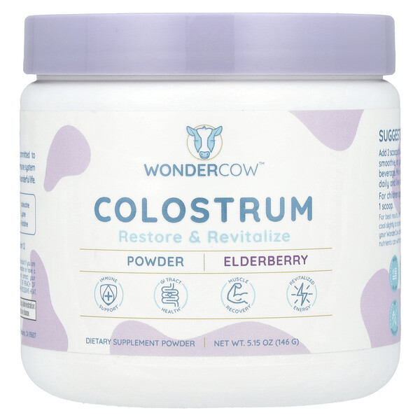 Colostrum Powder (Порошок), Elderberry, 5.15 o (146 g) Wondercow