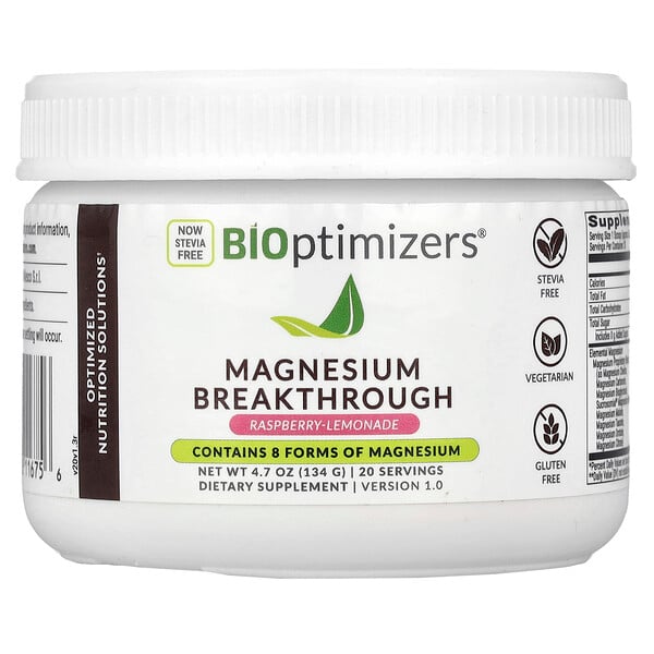 Magnesium Breakthrough, Raspberry-Lemonade, 4.7 oz (Унции) (134 g) BIOptimizers