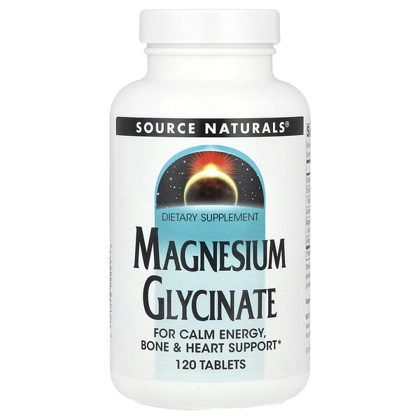 Magnesium Glycinate, 120 Tablets (Таблетки) Source Naturals