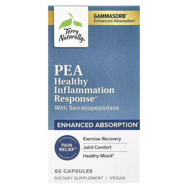 PEA Healthy Inflammation Response With Serratiopeptidase, 60 Capsules (Капсулы) Terry Naturally