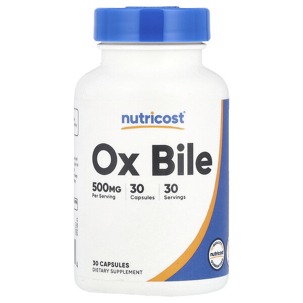 Ox Bile, 500 mg, 30 Capsules (Капсулы) Nutricost