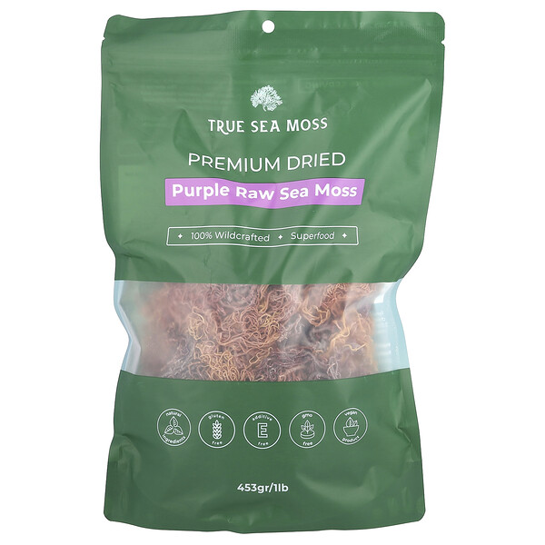 Purple Raw Sea Moss , 1 lb (Фунты) (453 g) True Sea Moss