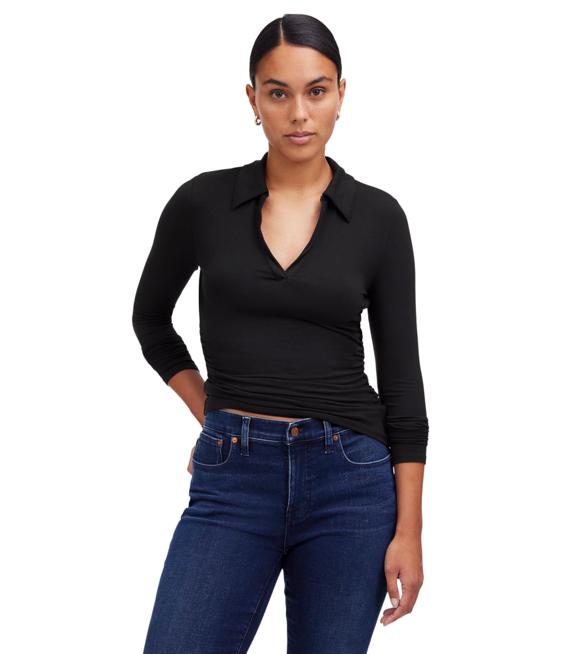 Женская Футболка Madewell Long Sleeve Polo Side Cinch Madewell