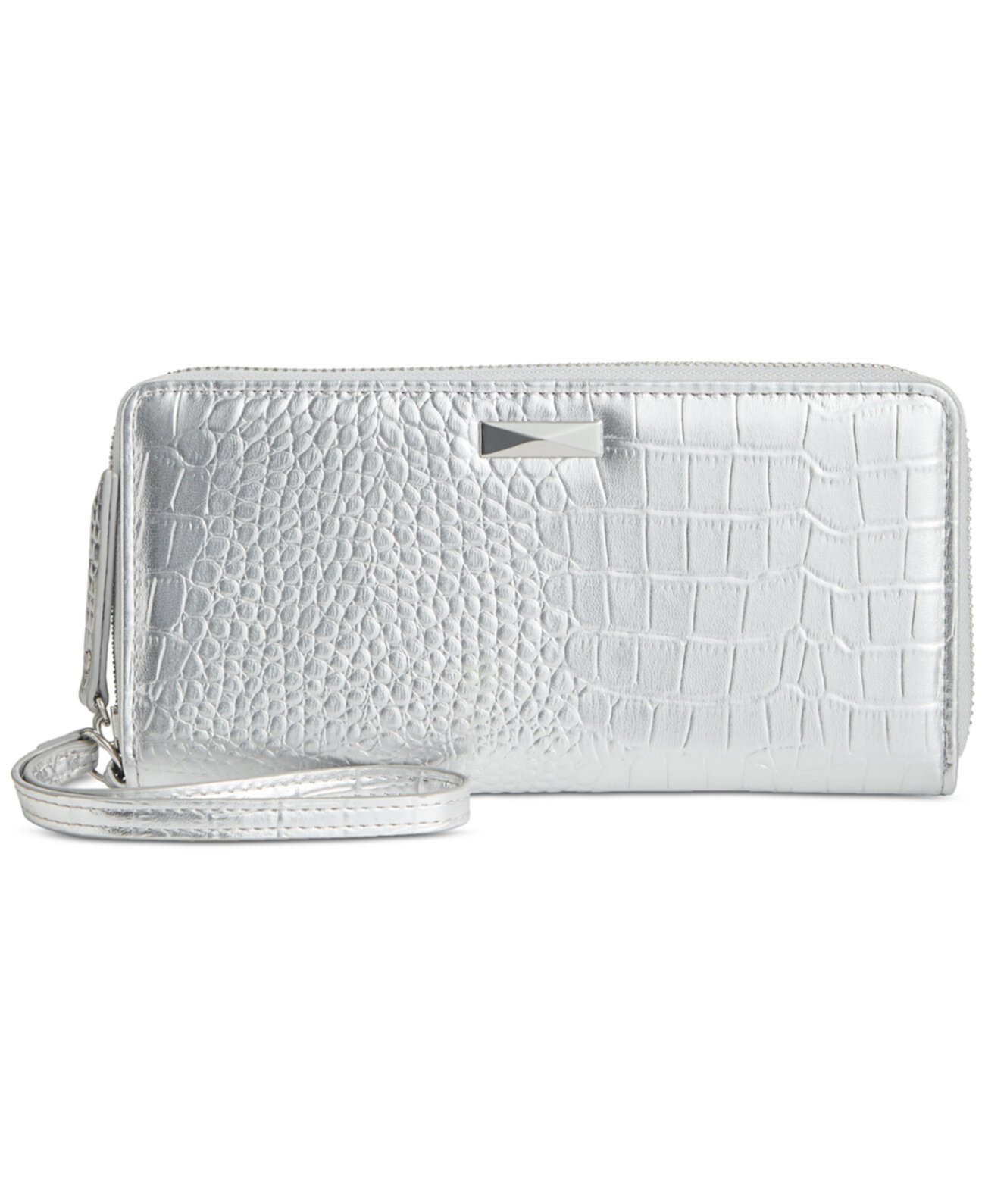 Hazel Zip-Around Metallic Croc-Embossed Wristlet, Created for Macy's I.N.C. International Concepts