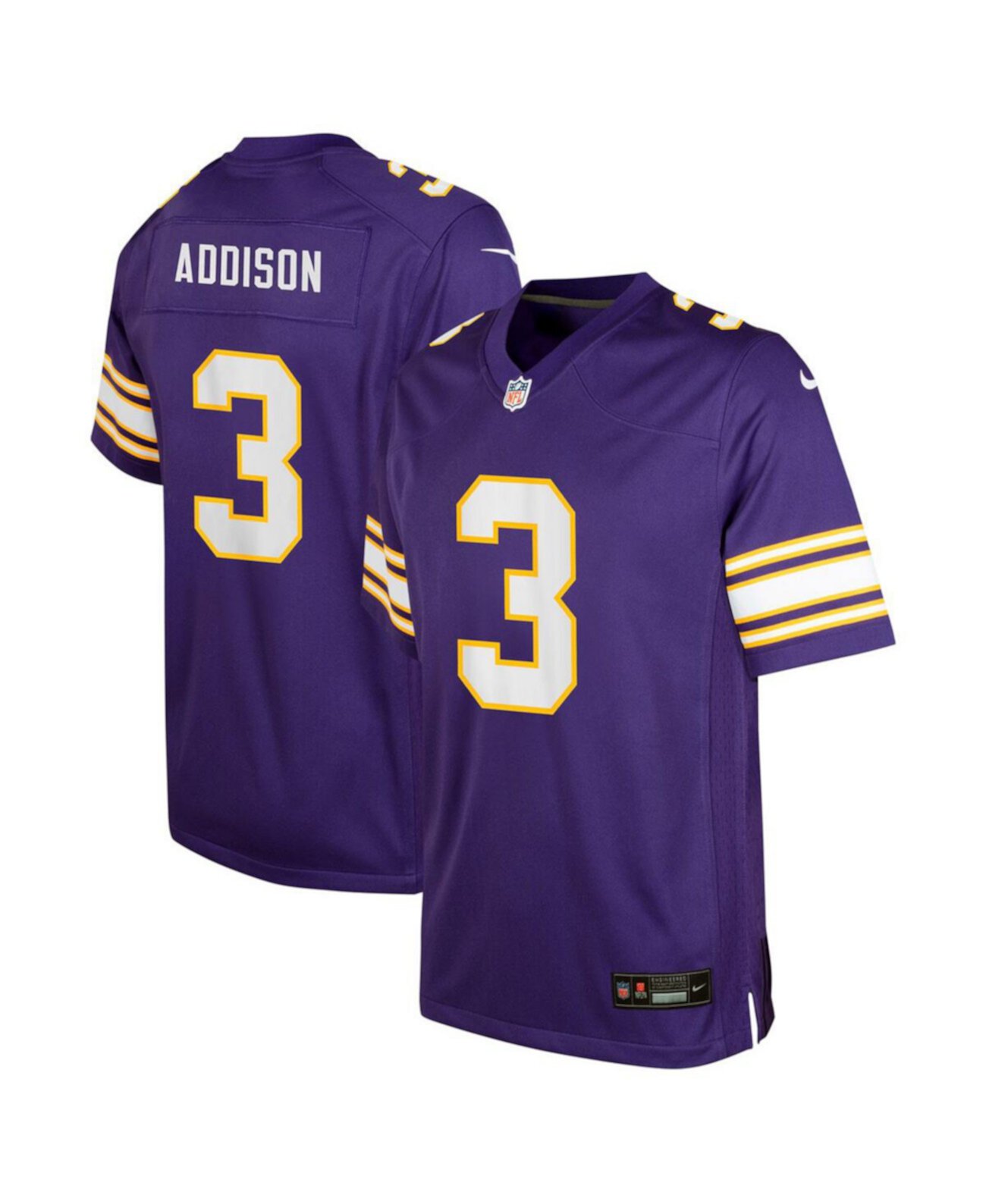 Big Boys and Girls Jordan Addison Purple Minnesota Vikings Alternate Player Game Jersey Nike