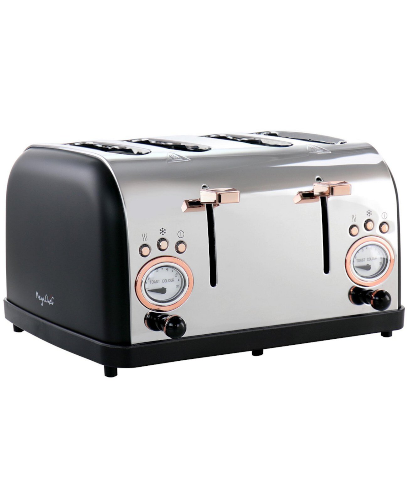 4 Slice Stainless Steel Wide Slot Retro Toaster MegaChef