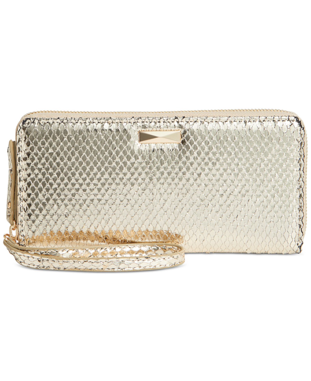 Hazel Zip-Around Metallic Snake-Embossed Wristlet, Created for Macy's I.N.C. International Concepts