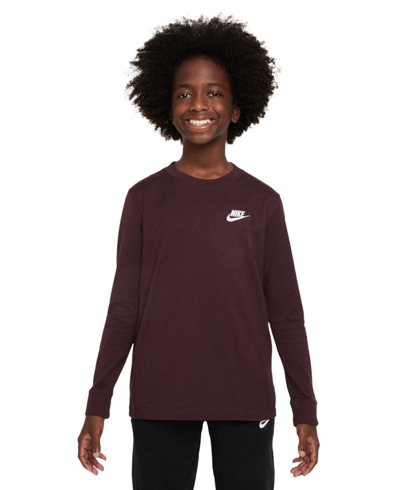 Big Kids Sportswear Logo Embroidered Long-Sleeve T-Shirt Nike