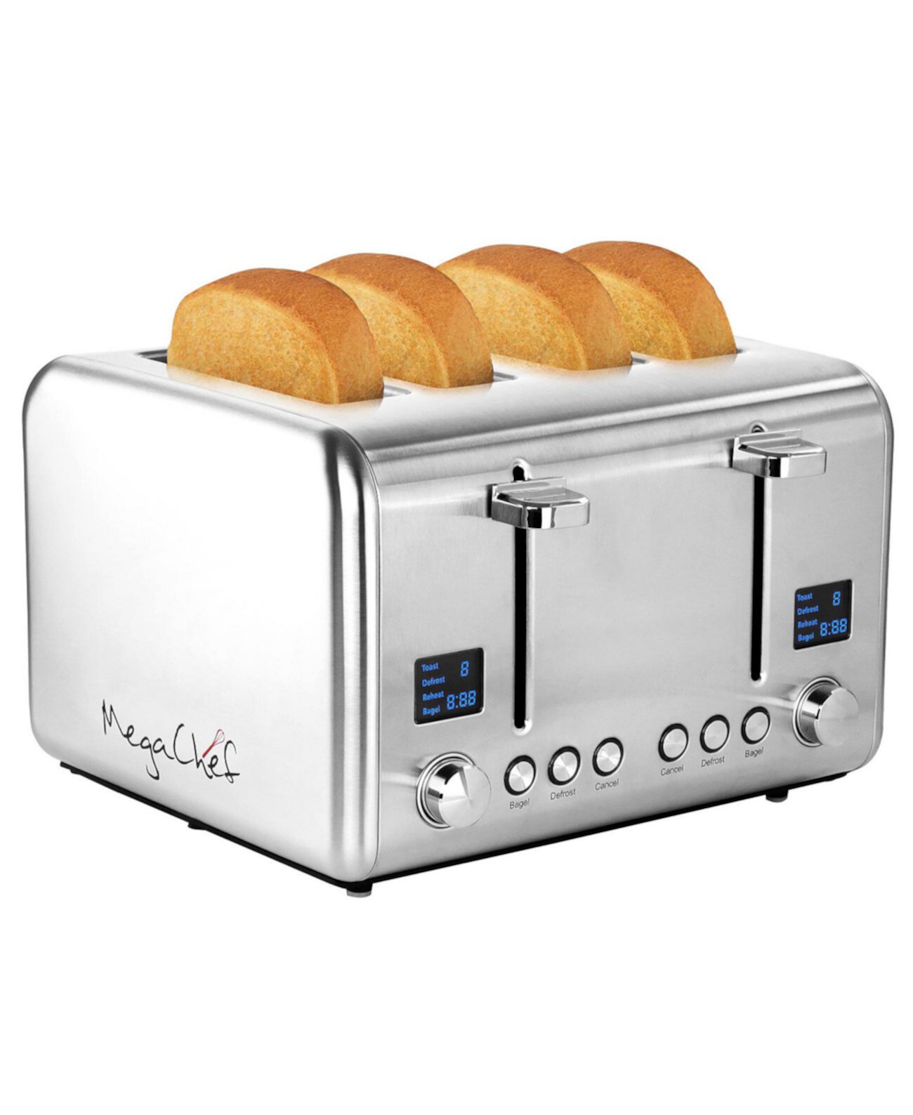 4 Slice Stainless Steel Toaster MegaChef