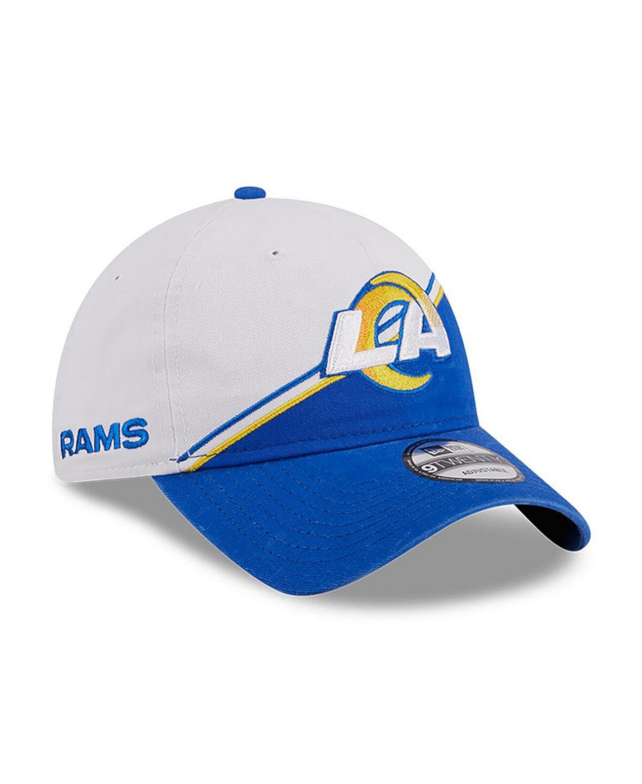 Кепка New Era 2023 Sideline 9TWENTY настраиваемая для мальчиков и девочек белая/синяя Los Angeles Rams New Era