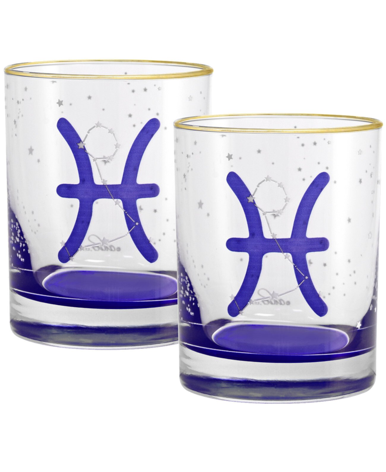 Gemini Zodiac Double Old-Fashioned Glass, Set of 2 Culver