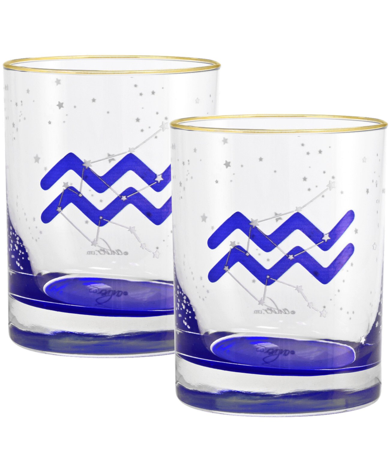 Aquarius Zodiac Double Old-Fashioned Glass, Set of 2 Culver