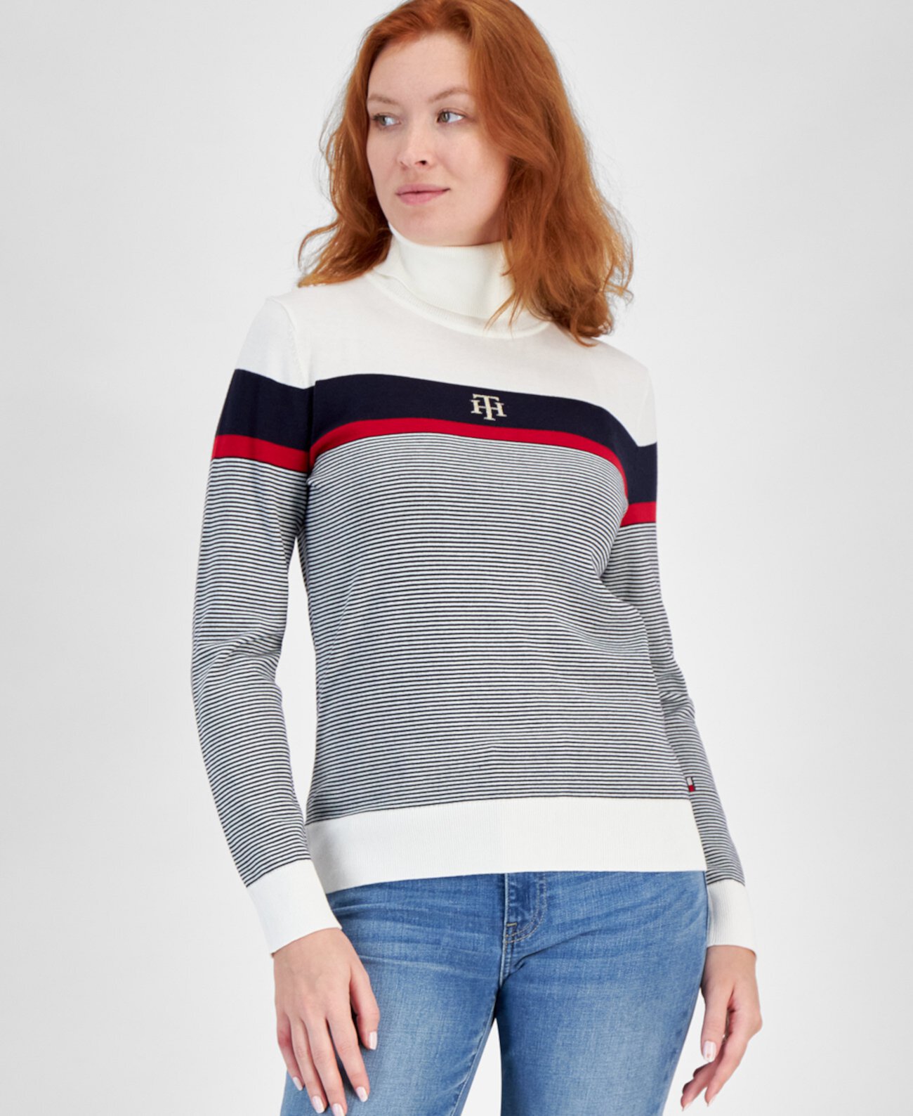 Женский Пуловер Tommy Hilfiger Логотип в Полоску Tommy Hilfiger