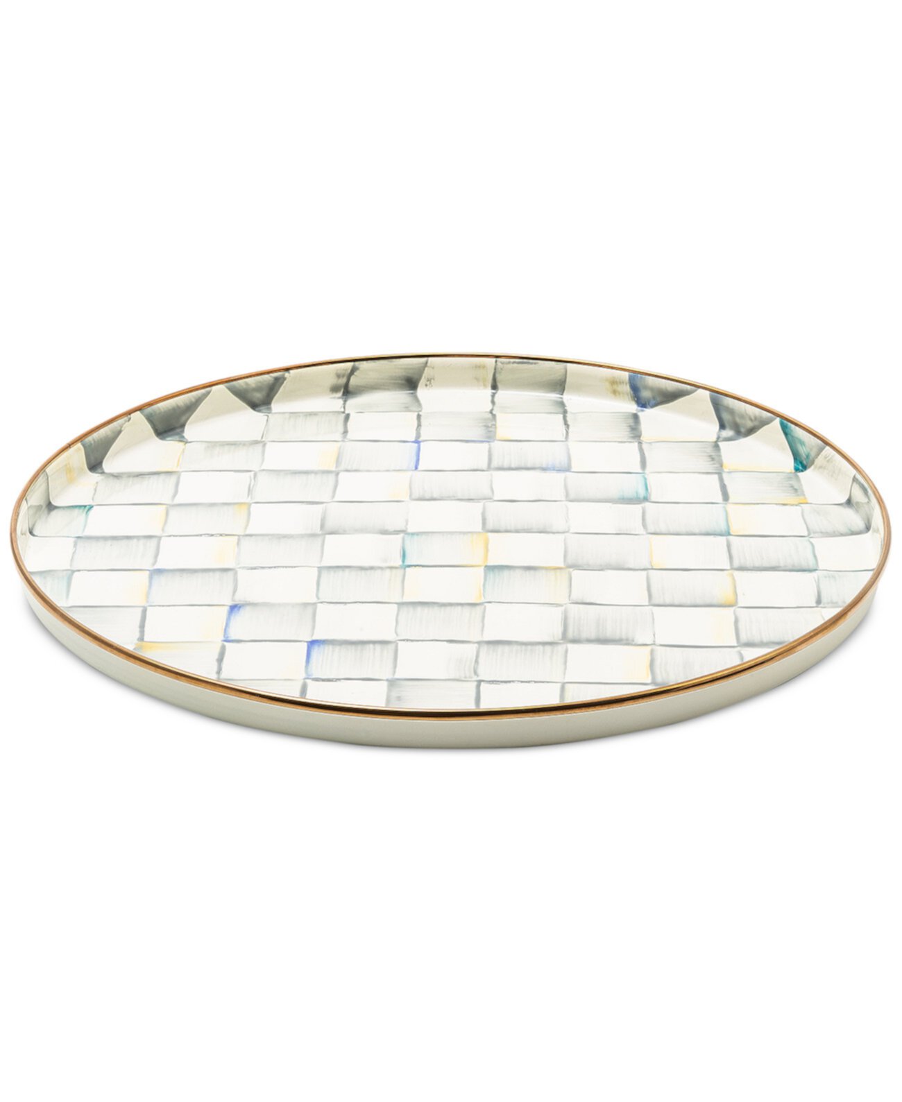 Sterling Check Enameled Steel Round Tray MacKenzie-Childs