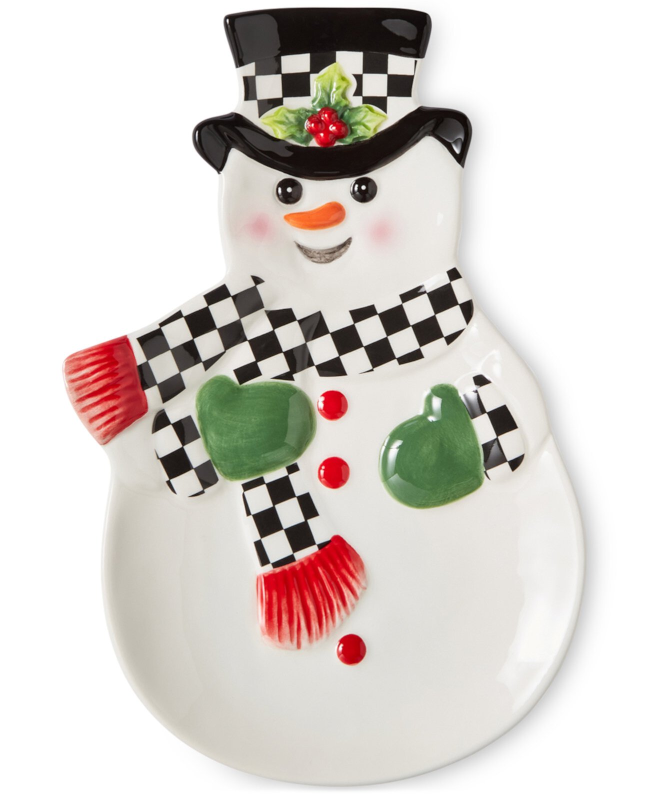 Christmas Tree Black & White Snowman Dish Spode