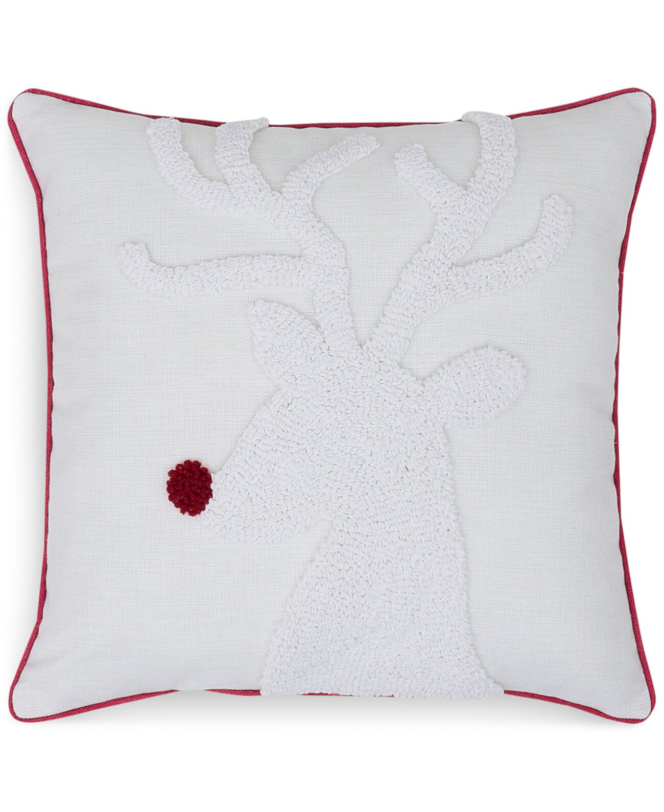 Santa's Reindeer Embroidered Decorative Pillow, 18" x 18", Created for Macys Videri Home