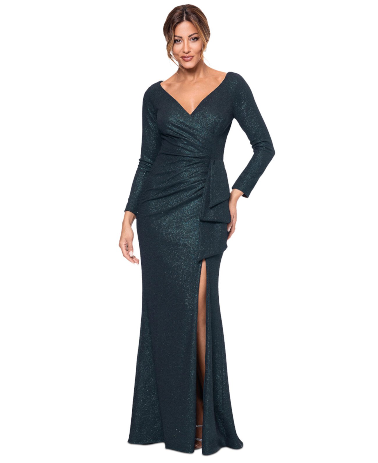 Женское Платье XSCAPE Petite Metallic-Threaded Gathered-Waist XSCAPE