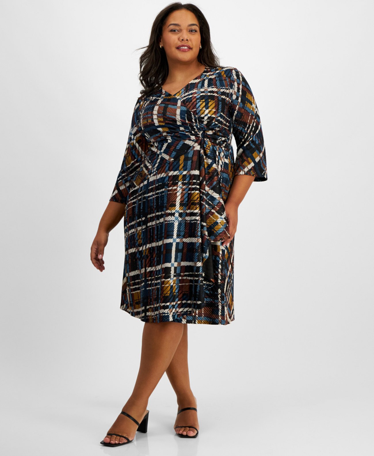 Женское Платье Robbie Bee Plus Size V-Neck Jersey Midi Fit & Flare Robbie Bee