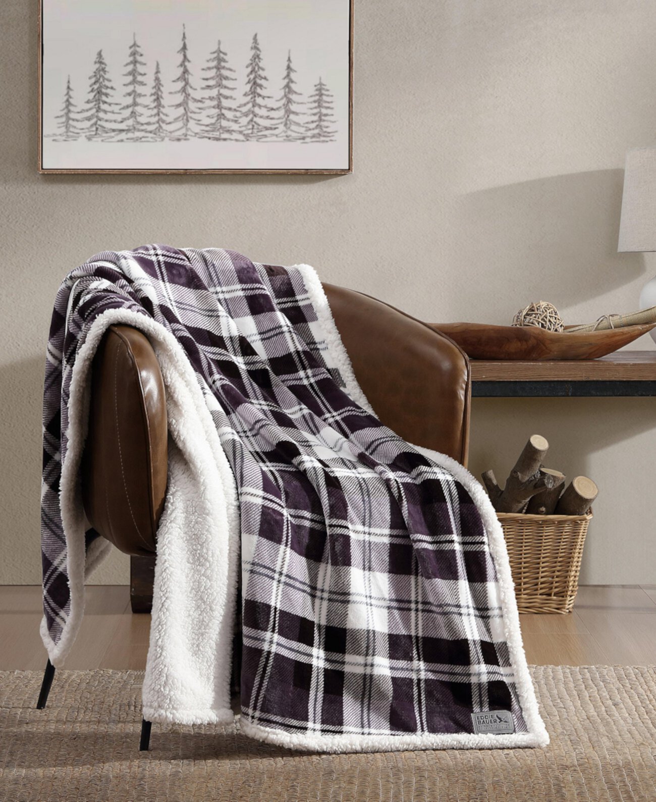 Trailhead Plaid Ultra Soft Plush Throw, 60" X 50" Eddie Bauer