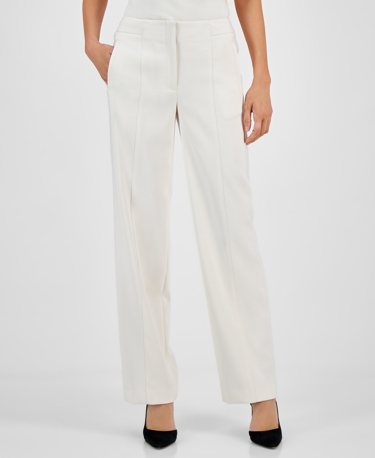 Женские Повседневные брюки Anne Klein Petite Fly-Front High-Rise Welt Pocket Pants Anne Klein