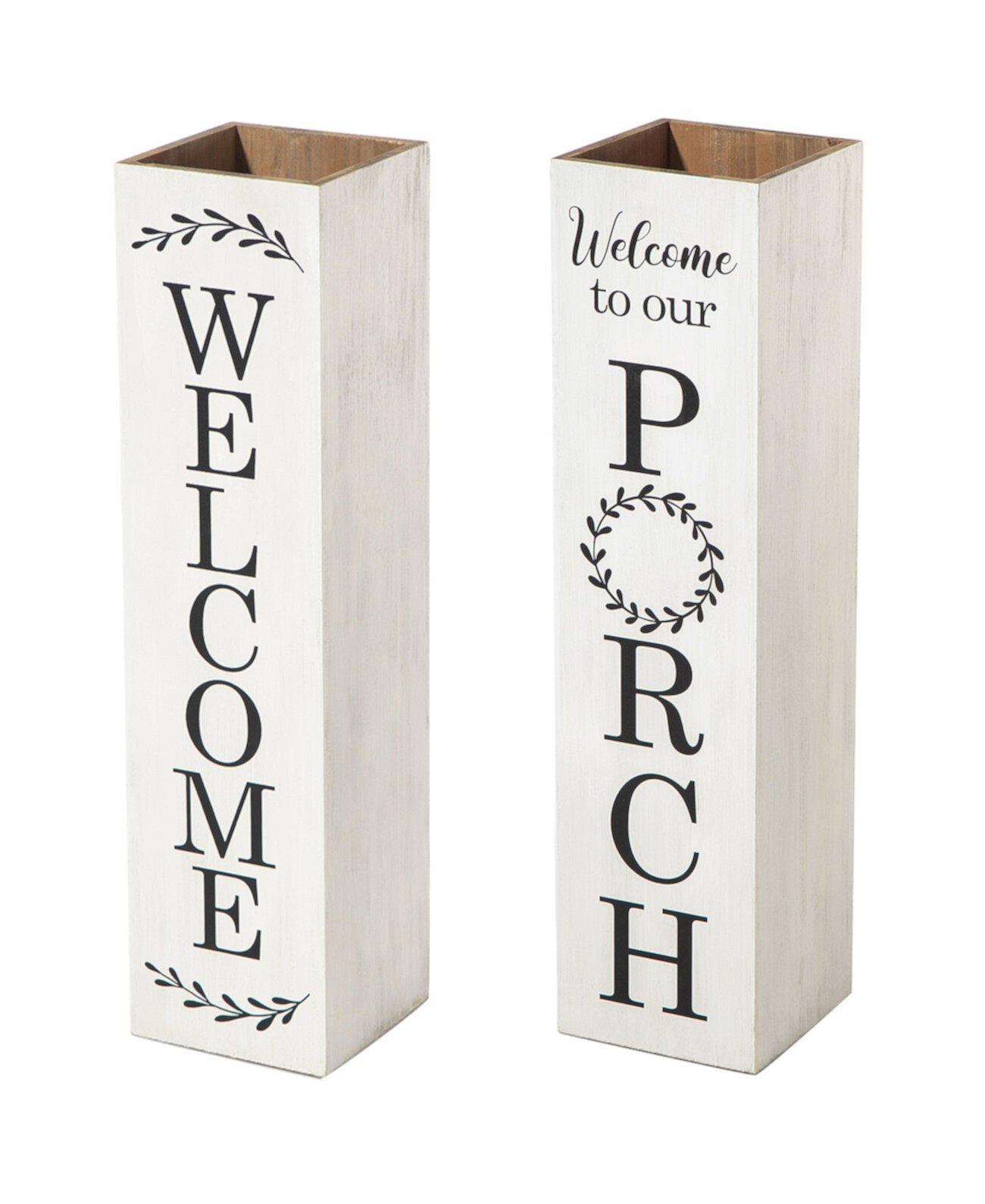 30"H Double Side Boxed Welcome Porch Sign Glitzhome