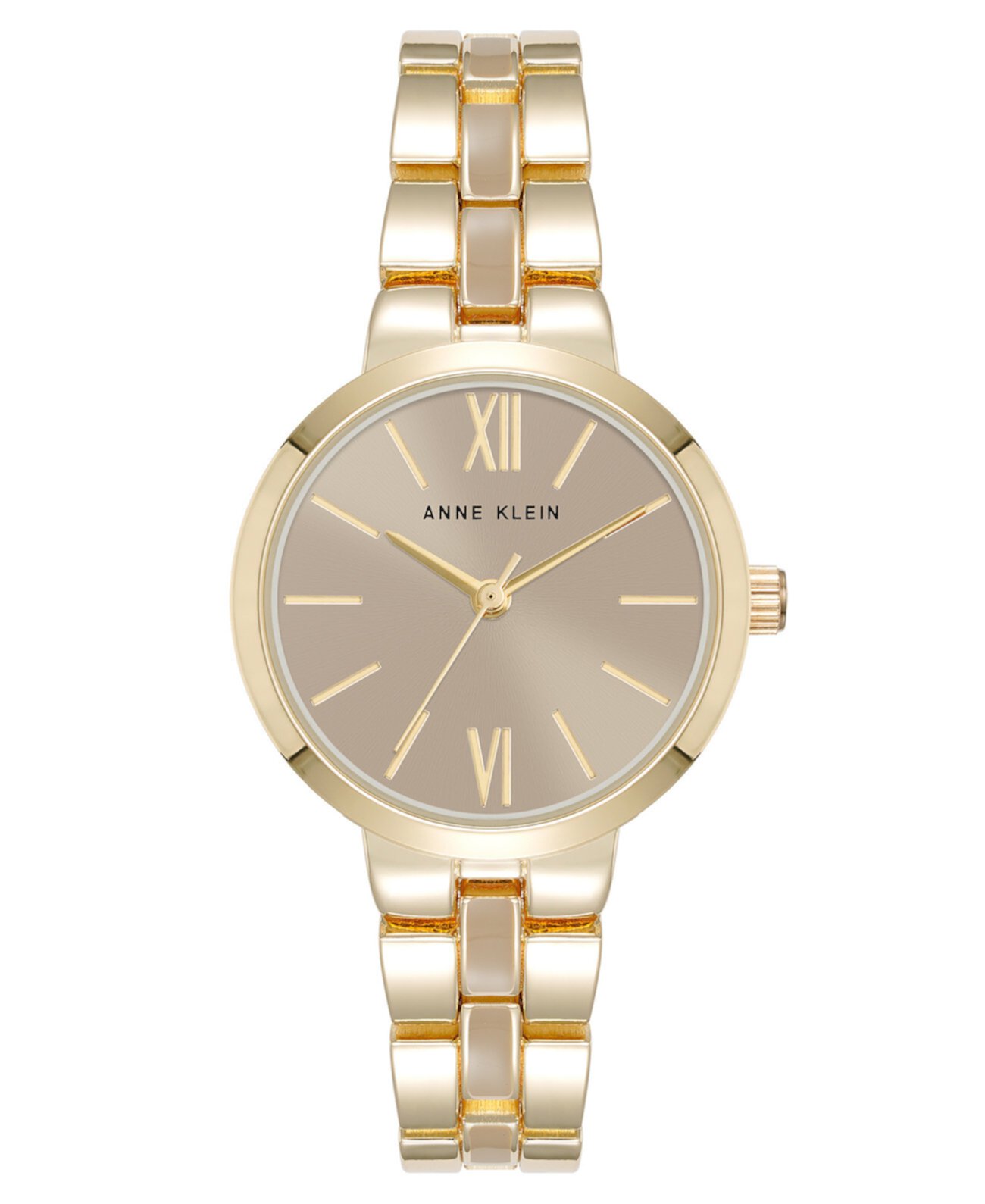 Кварцевые часы Anne Klein Women's Quartz Modern Taupe Enamel and Gold-Tone Alloy Metal, 30mm Anne Klein