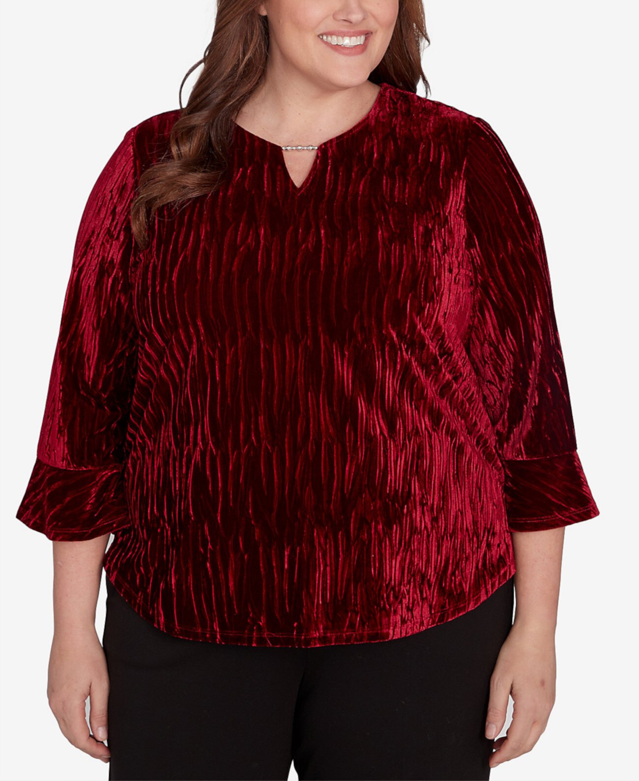 Женская Блузка Alfred Dunner Plus Size Runway Ready из crushed velvet с бусинами Alfred Dunner