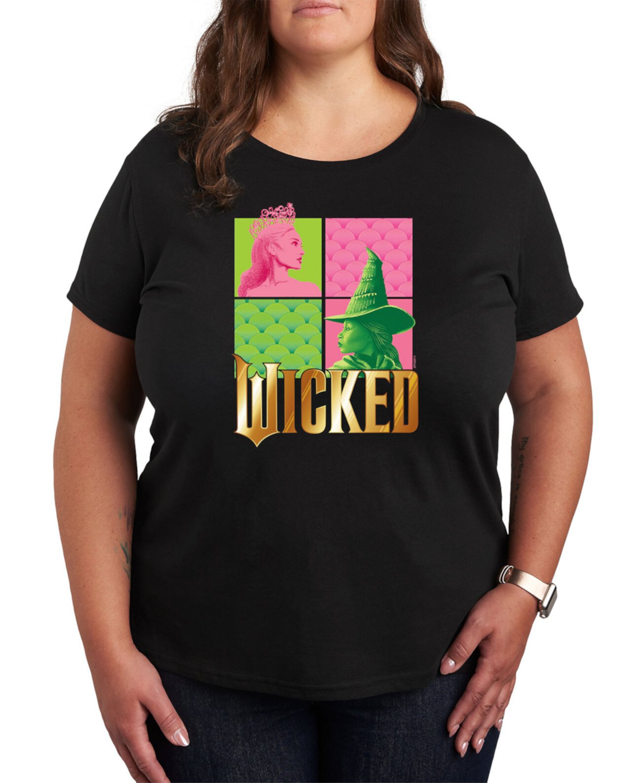 Женская Футболка Hybrid Apparel Plus Size Wicked Elphaba Glinda Graphic Crew Neck Hybrid Apparel