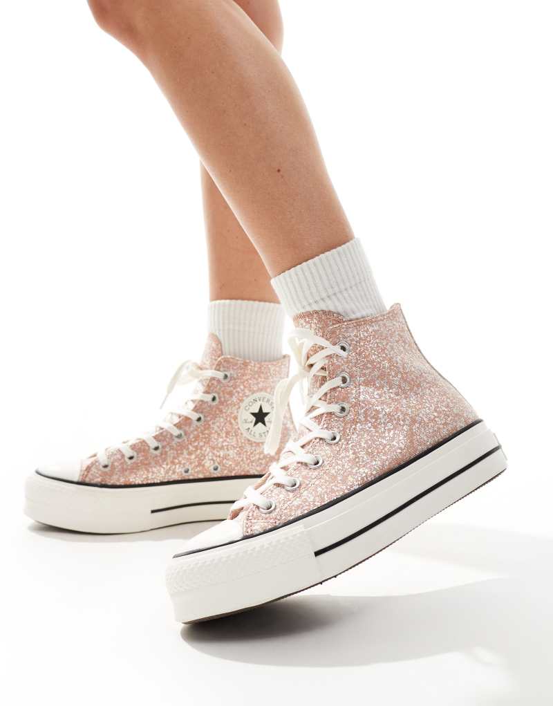 Converse Chuck Taylor All Star Lift Platform Glitter sneaker in pink Converse