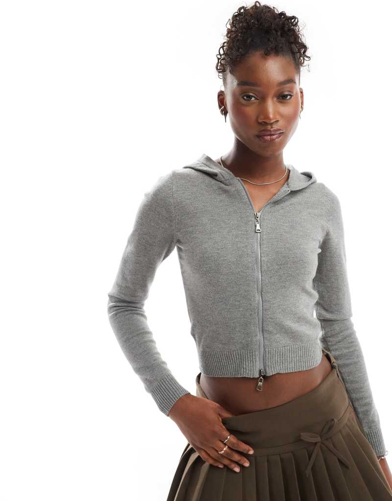 Motel Zella zip through baby cardigan in gray Motel