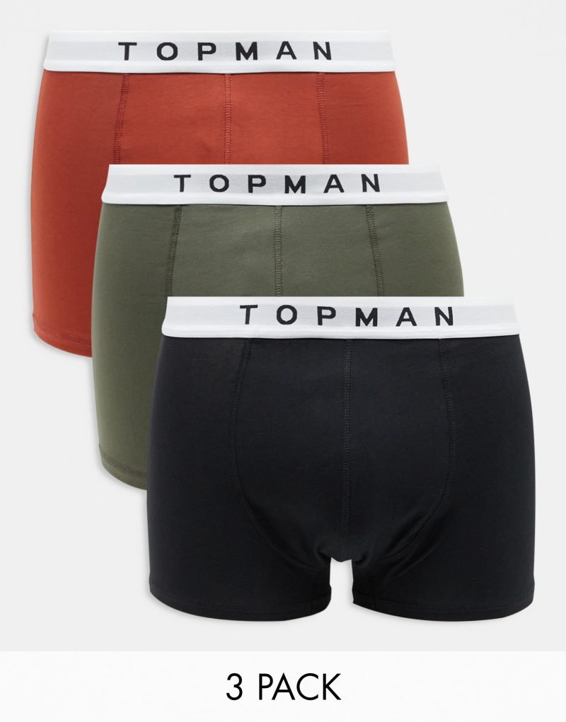 Мужские Боксеры TOPMAN Комплект из трех штук (хаки, красный и черный) TOPMAN