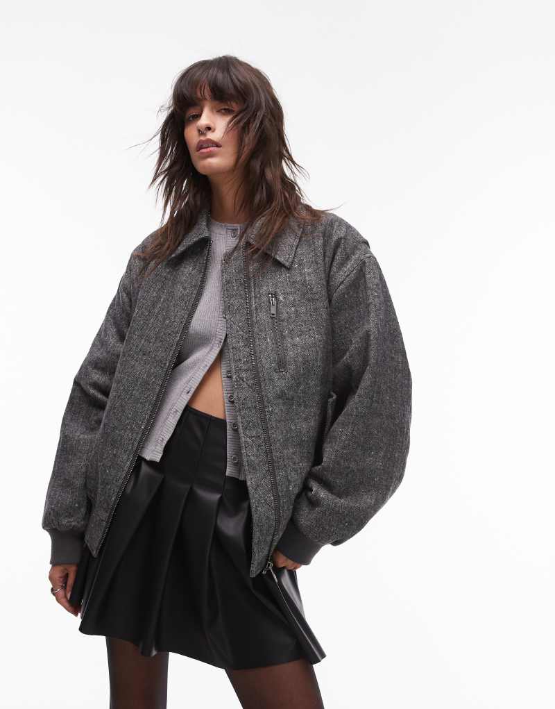 Женская Повседневная Куртка Topshop Oversized Вельветовая в Сером TOPSHOP