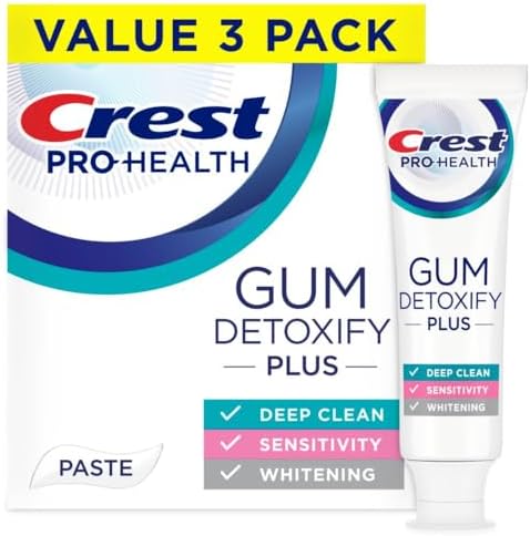 Crest Pro-Health Gum Detoxify Plus Toothpaste 4.5 oz Pack of 3 - Antibacterial Fluoride Toothpaste, Sensitivity Protection, Whitens Teeth, Anticavity, Plaque Control Crest