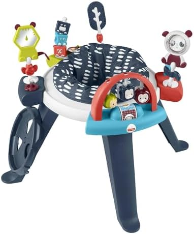 Fisher-Price 3-in-1 Spin & Sort Infant Activity Center and Toddler Play Table, Navy Dashes- Unisex Fisher-Price