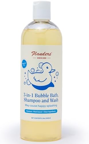 Flanders Bubble Bath - Shampoo & Wash 3-IN-1, Pharmacist Developed, Plant Based, Unscented, Clean Ingredients, Calming & Fun for Sensitive Skin, All Ages (15oz) Flanders Buttocks Ointment