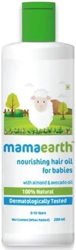 MAMAEARTH Nourishing Baby Hair Oil | Dry Scalp & Cradle Cap Care with Natural Avocado & Almond | Gentle Moisturizer for Delicate Skin 6.76 Fl Oz (200ml) MAMAEARTH