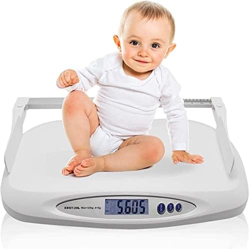 Food Scales Digital Digital Baby Scale Electronic Baby Weighing Scale Pet Scale Infant Weight Scale with 35-70CM Foldable Height Ruler Max Weighing Capacity 20KG/44LB Go GaRcan