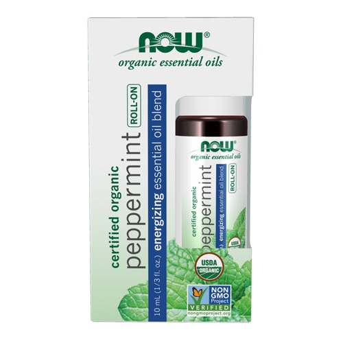 NOW Organic Essential Oils Roll-On с эфирными маслами перечной мяты — 3 жидких унции NOW Foods