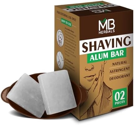 2 Pieces x 3.5 Ounce MB Herbals Shaving Alum Blocks | Pack of 2 Alum Blocks 3.5 Ounce Each | Potassium Shaving Alum Block Bar | No Fragrance | Stops Bleeding Minor Nicks Cuts After Shave MB Herbals