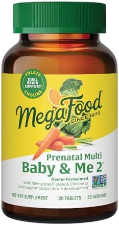 Витамины MegaFood Baby & Me 2 для беременных женщин с фолатом, холином и 23 питательными веществами - 60 таблеток MegaFood