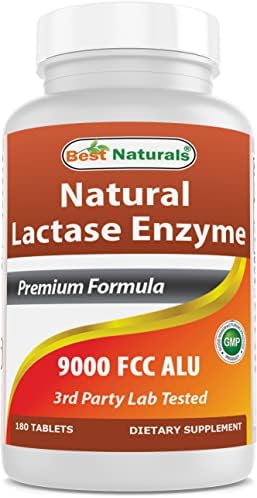 Best Naturals Lactose Intolerance Relief Tablets (Таблетки) with Natural Lactase Enzyme, Fast Acting High Potency Lactase, 9000 FCC ALU, 90 Count Best Naturals