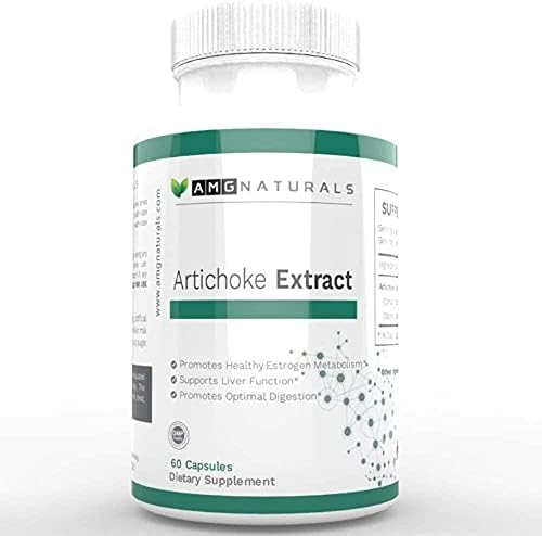 Artichoke Extract Capsules (Капсулы) from Artichoke Leaf with Over 7mg of Cynarin A Great Source for Glucuronic Acid Content to Support Optimal Digestive Health and Estrogen Metabolism - Package May Vary AMG Naturals